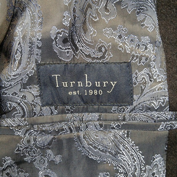 Turnbury Men's 48R Camel Hair Blazer Sport Coat 100% Camelhair Navy Blue Paisley - Picture 3 of 7